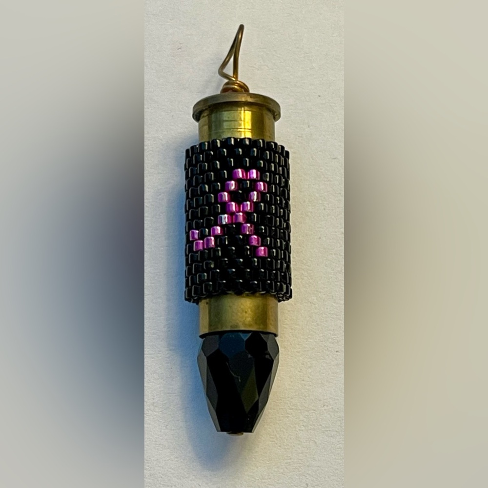 Cancer Awareness Black and Pink Beaded Pendant